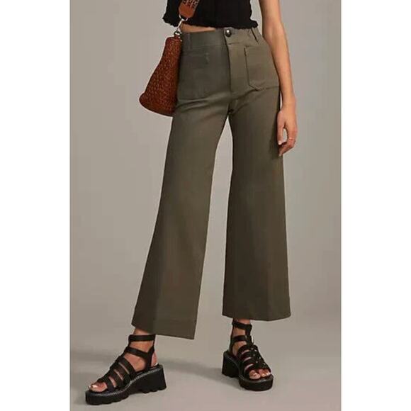 Maeve Pants - Maeve Colette Pants Womens 30 Olive Green Wide Leg Crop Anthropologie Ponte Knit